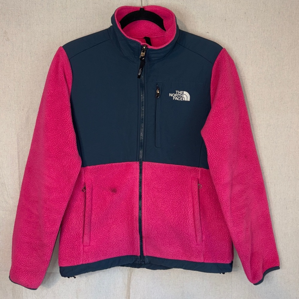 The North Face Zip Up Fleece Polartech Jacket Women's Sz Med Hot Pink Gray
